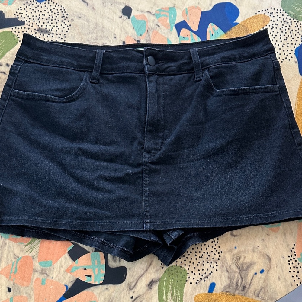 Altar’d State Black Denim Mini Skort